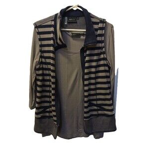 Orly Apparel Set 2 piece Top & Vest Black and Grey Medium/Large Athletic Sporty
